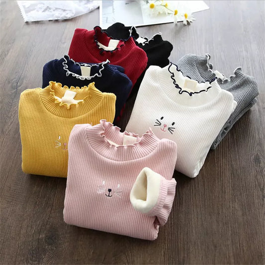 Cozy kids cartoon winter sweater for boys & girls, long sleeve cotton blend