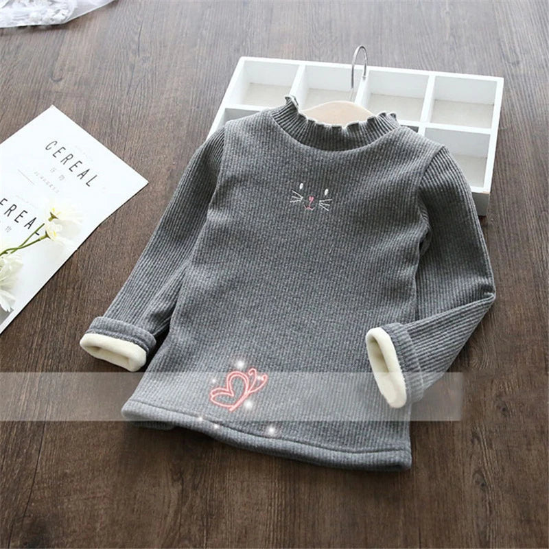 Girls winter knitwear, cute cartoon design, long sleeve toddler sweater