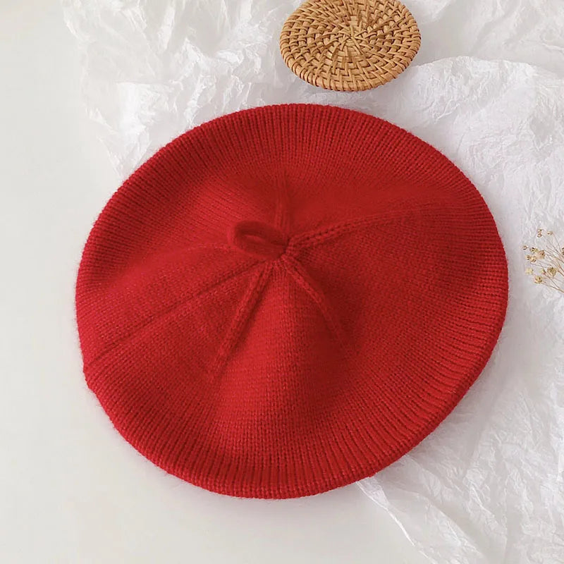 Kids vintage knitted beret, a charming fall winter hat and toddler accessory