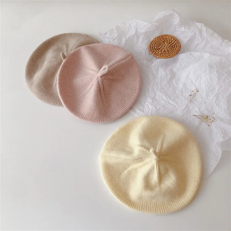 Classic vintage knitted beret, a timeless baby accessory for fall winter
