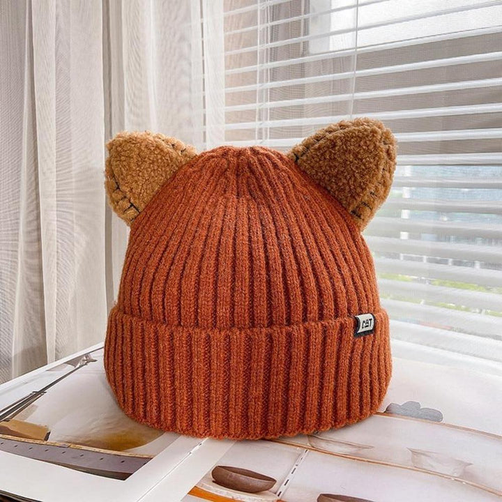 Fashionable women's cat ear knitted hat, designed for ultimate warmth and a cute winter look.