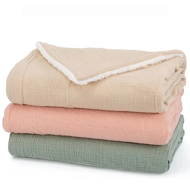 Soft breathable baby swaddle blanket in cozy polyester, perfect for newborn sleep and comfort