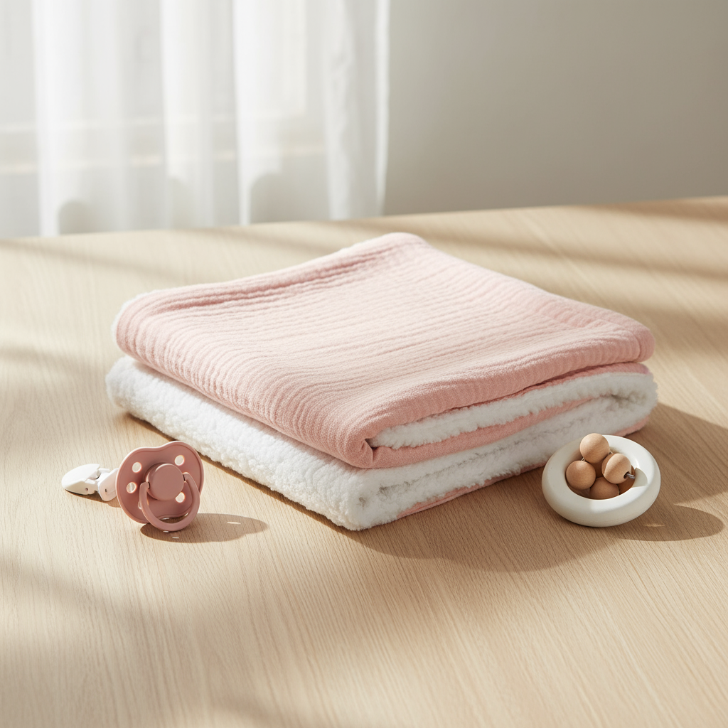 Folded cozy baby swaddle blanket, thick and breathable for ultimate newborn comfort