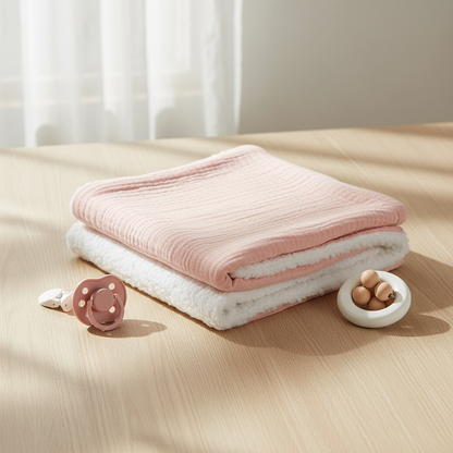Folded cozy baby swaddle blanket, thick and breathable for ultimate newborn comfort