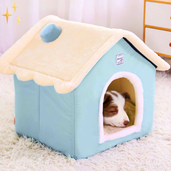Cozy pet cave bed for dogs and cats, a soft & secure indoor retreat. Perfect animal den.