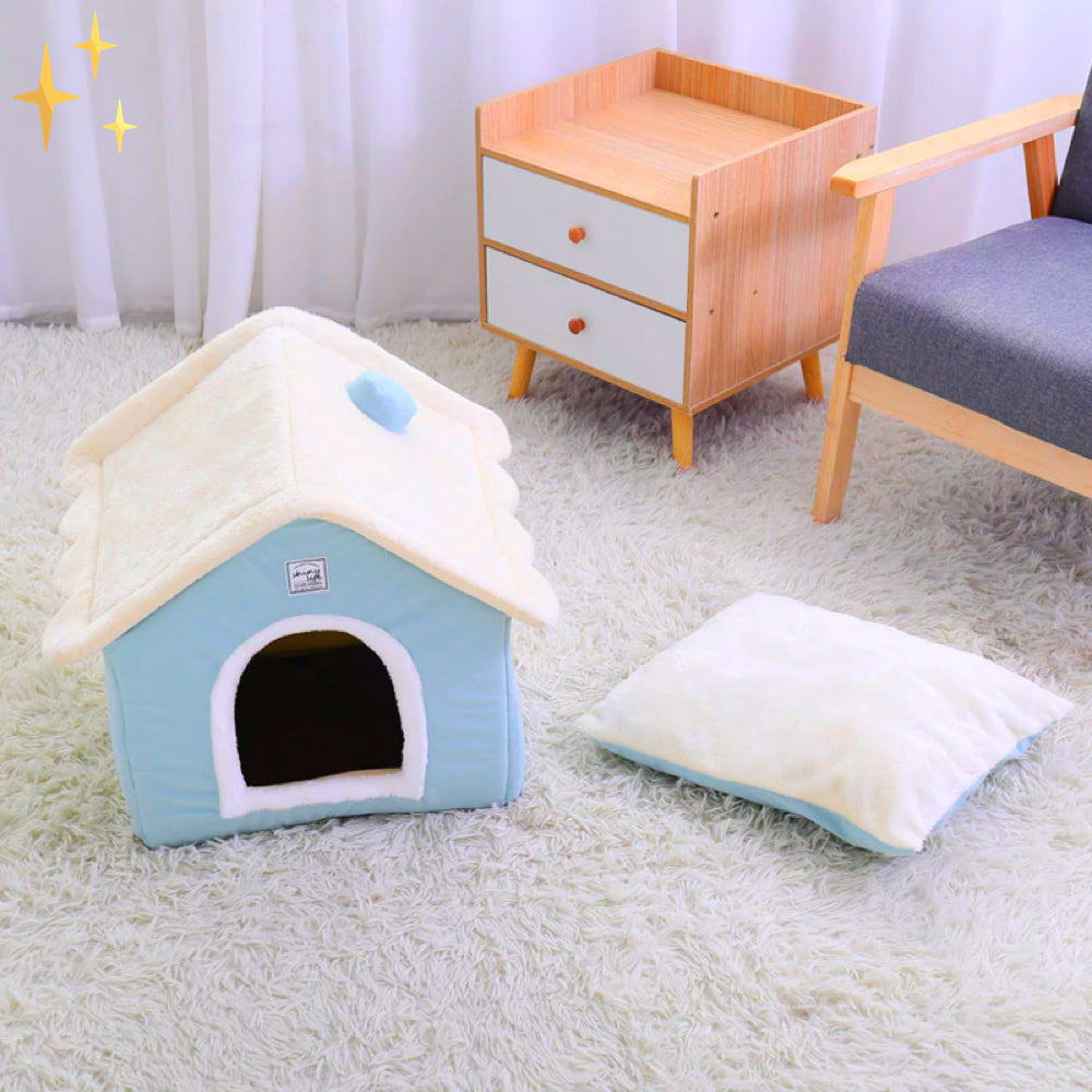 Comfortable indoor pet bed providing a private, soft retreat for cozy dogs and cats.