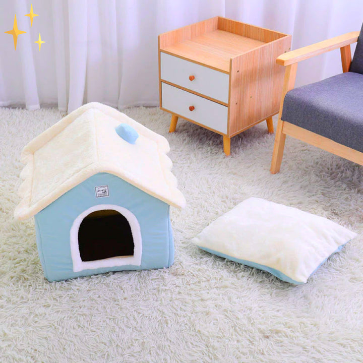 Comfortable indoor pet bed providing a private, soft retreat for cozy dogs and cats.