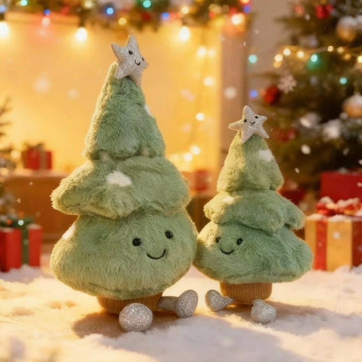 Soft green plush Christmas tree, a delightful seasonal decoration and cute addition to your home.