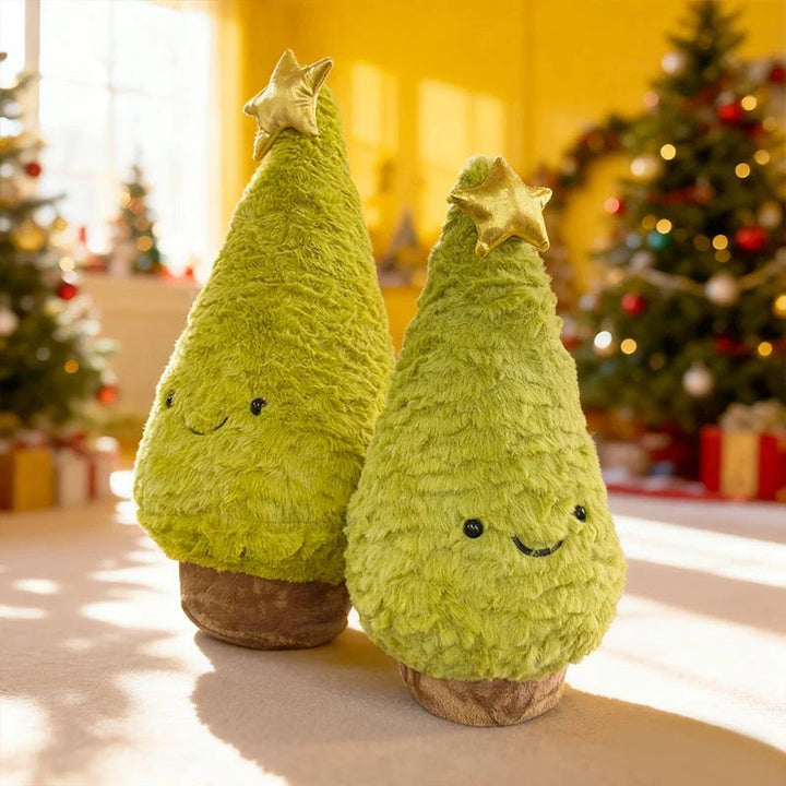 Decorative plush Christmas tree, perfect for adding festive cheer to your living room or mantel.