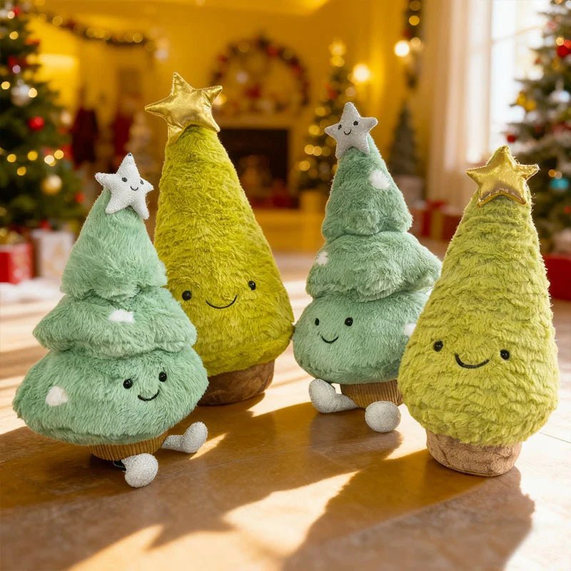 Adorable stuffed Christmas tree, a cozy and whimsical holiday decor piece for any seasonal display.
