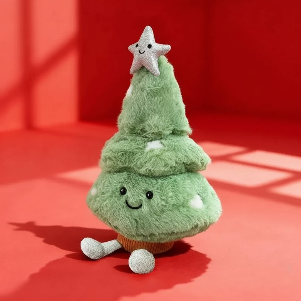 Handcrafted plush Christmas tree, a soft and festive holiday decoration, great as a unique gift.
