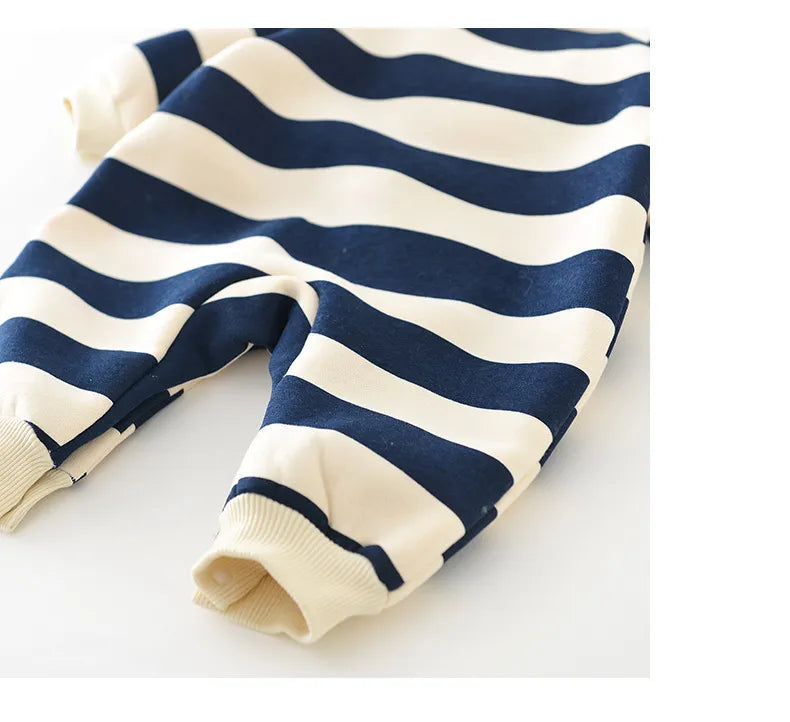 Cute striped bear design on a baby romper, soft cotton, spring baby outfit