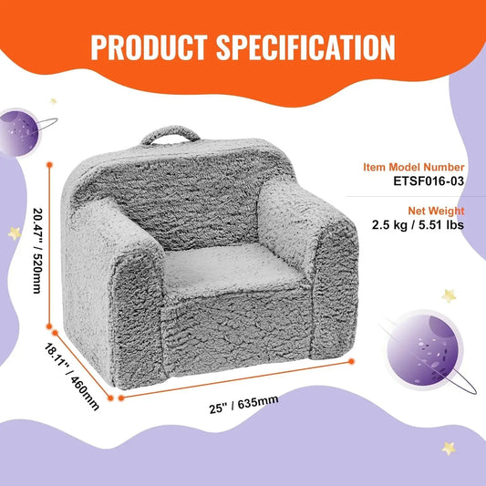 Close-up of a blue fleece toddler armchair, showcasing its soft texture and child-friendly design for nurseries.