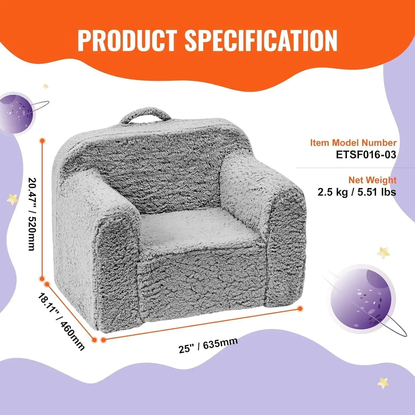 High-density support toddler armchair covered in cozy cream fleece, perfect for comfortable playroom seating.