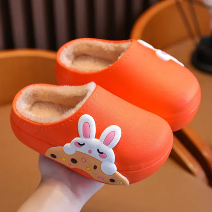 Children's waterproof cozy animal slippers, featuring non-slip soles for active toddlers.