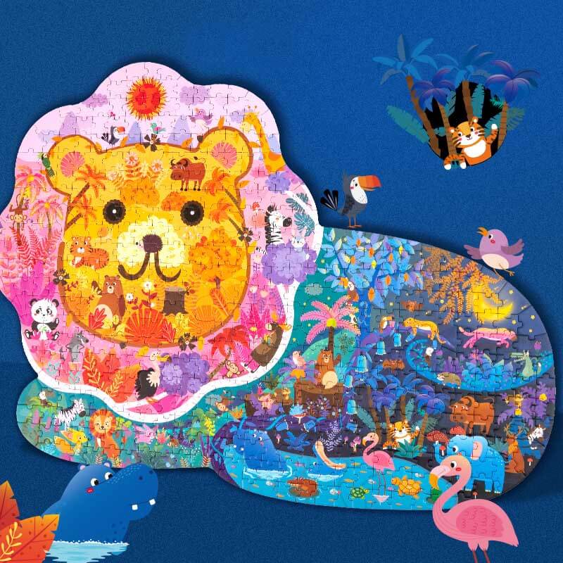 Creative wooden animal jigsaw puzzle toy featuring a colorful dinosaur for kids' educational play