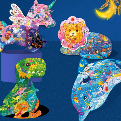 Unicorn wooden animal jigsaw puzzle, a vibrant kids' educational toy and brain teaser game