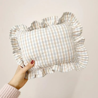 Custom baby gift - 'James' name pillow with charming ruffles, nursery accessory