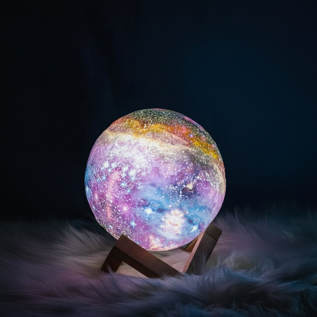 Customizable LED ambient light globe for modern home decor.