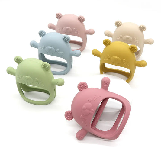 Cute animal silicone baby teether bracelet for infants, BPA-free chew toy
