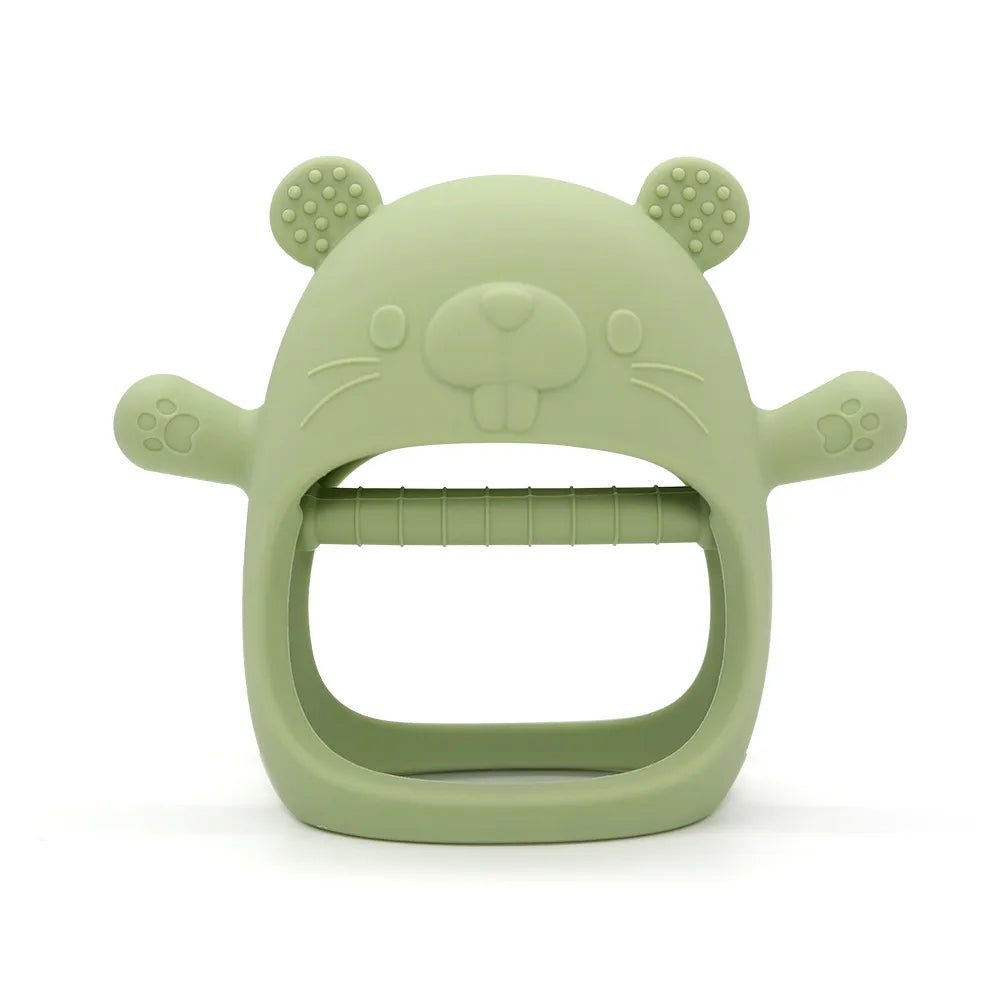Ergonomic animal shape silicone teether bracelet for easy baby grip