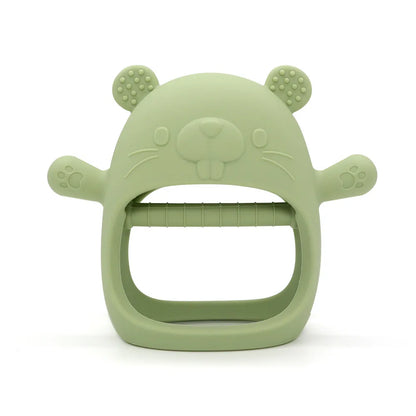 Ergonomic animal shape silicone teether bracelet for easy baby grip
