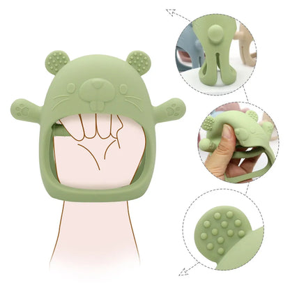 Durable silicone baby teether bracelet, perfect for infant teething stages