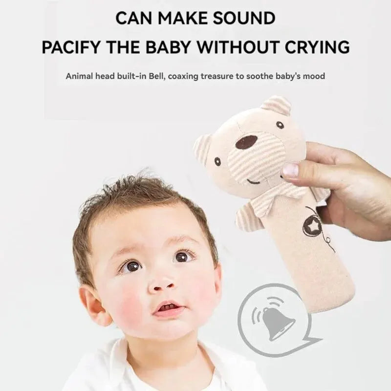 Newborn developmental animal hand shaker rattle, ideal infant sensory toy.