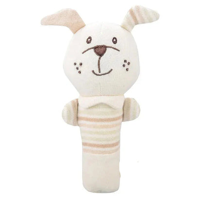 Developmental baby toy: plush animal hand shaker rattle for little hands.