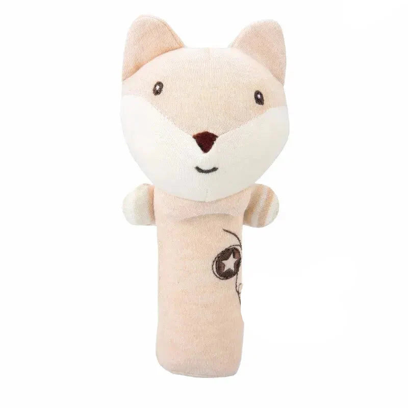 Animal themed hand shaker rattle, an engaging infant sensory soft toy.
