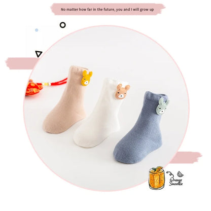 Toddler animal socks, 3 pairs of soft cotton blend, unisex design for little ones