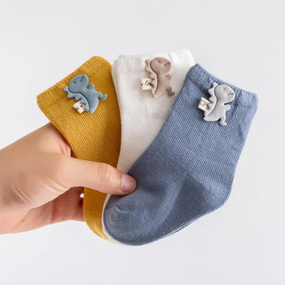 Unisex infant animal socks, 3-pack cotton blend, ideal for baby shower gifts