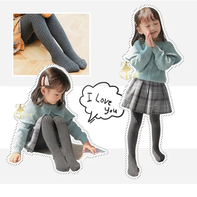 Blue cotton knit pantyhose for toddlers, durable and comfortable kids hosiery, perfect for play.