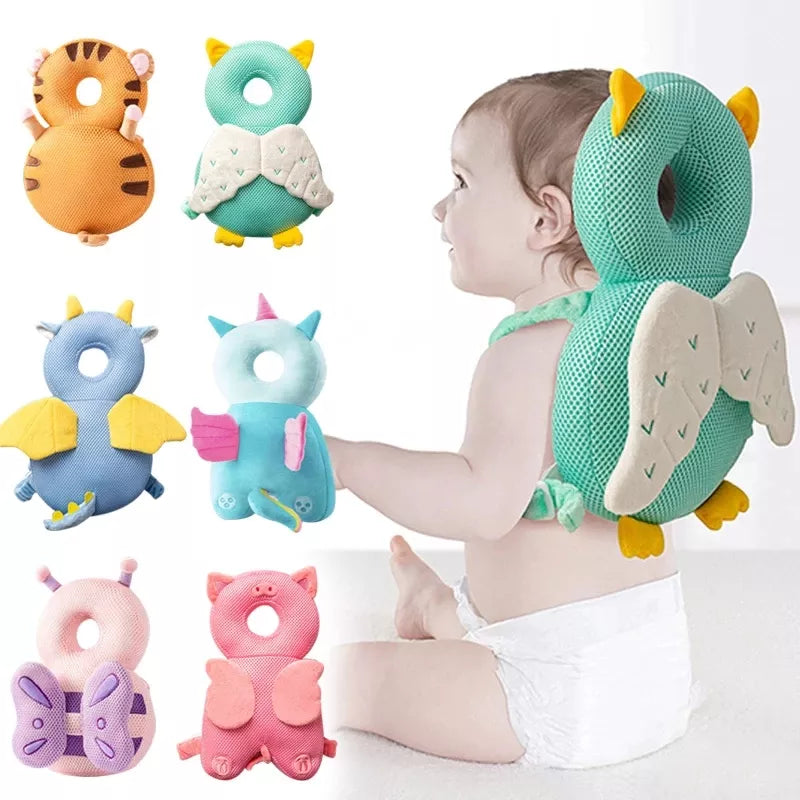 Cute baby head protection backpack pillow with elephant design for toddlers learning to crawl