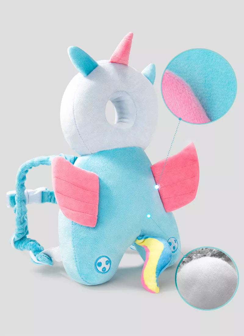 Toddler head protection backpack cushion, a hippo design, ensuring infant fall prevention