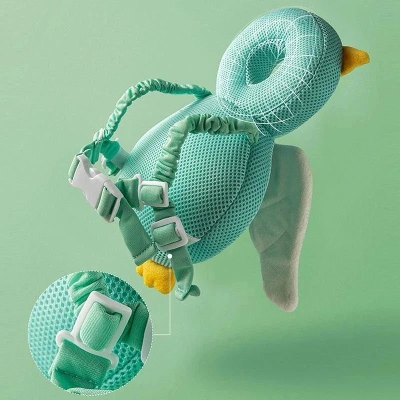 Baby head protection backpack pillow, adorable frog design for toddler fall prevention