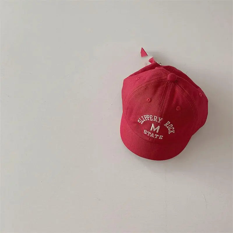 Adjustable baby baseball cap with unique letter embroidery design, kids apparel
