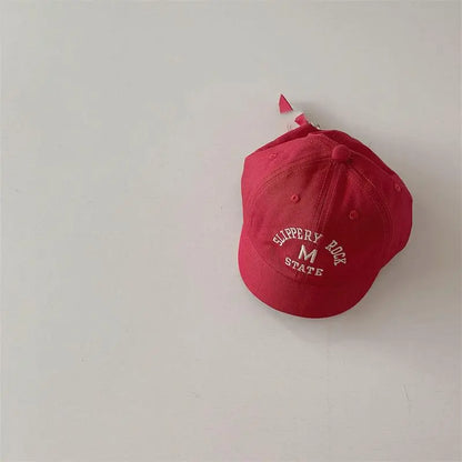 Adjustable baby baseball cap with unique letter embroidery design, kids apparel