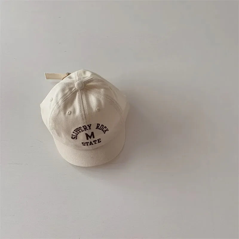 Embroidered casual baseball cap for baby, durable fabric, adjustable for optimal fit