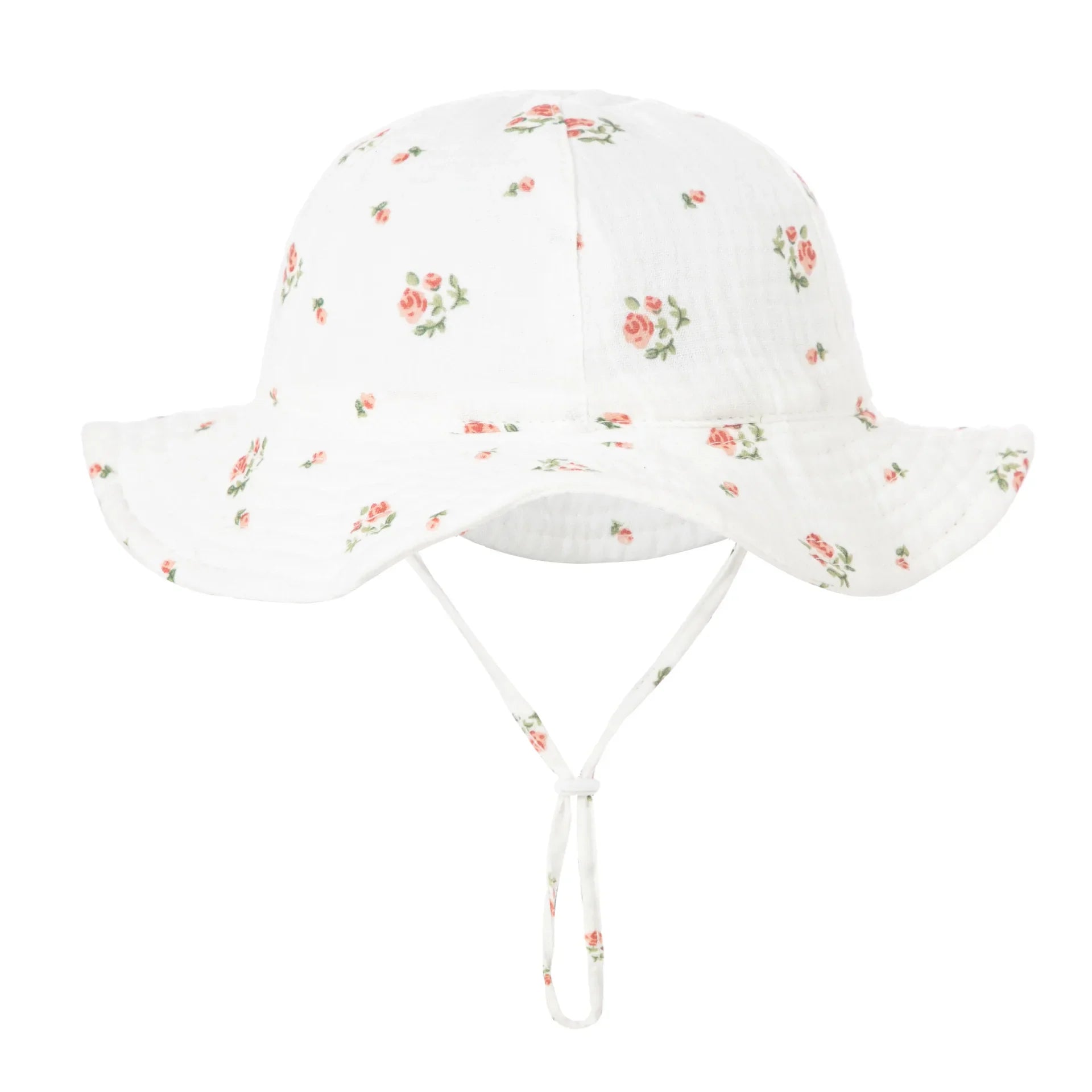 Foldable baby sun protection hat in lightweight cotton, perfect for travel and outdoor use.