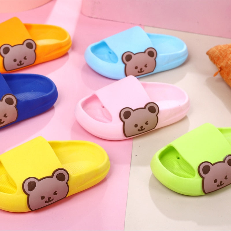Indoor/outdoor children's anti-slip bear slippers, soft PVC sole for ultimate lightweight comfort