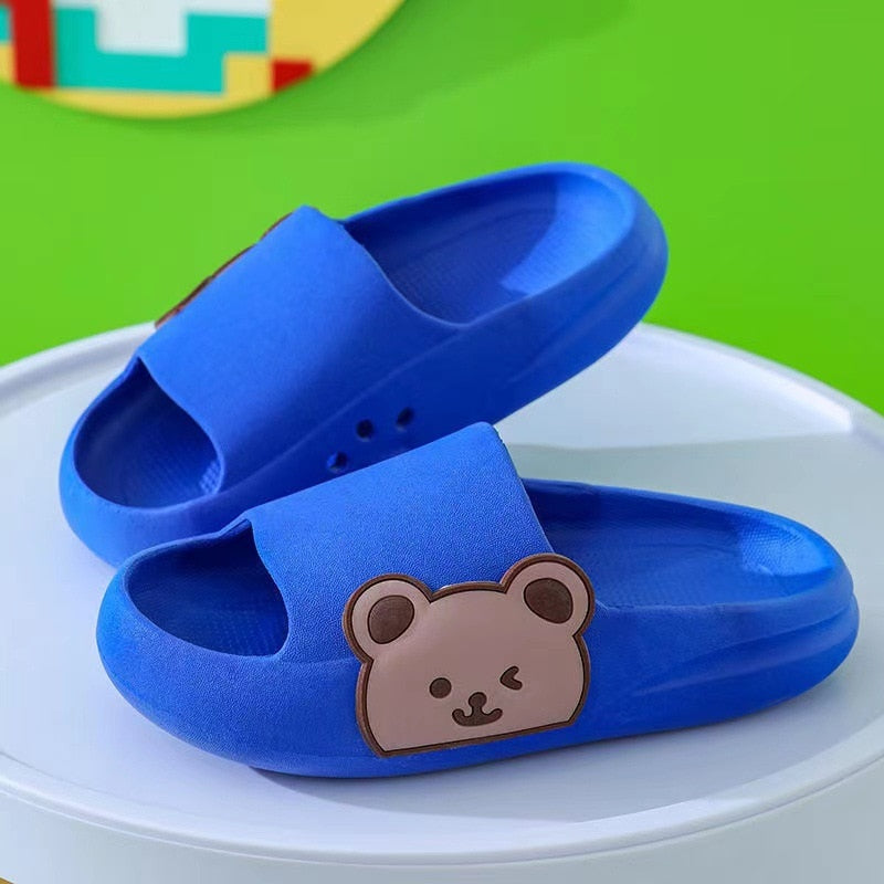 Children's bear design casual slippers, anti-slip soft sole, perfect for home use, lightweight