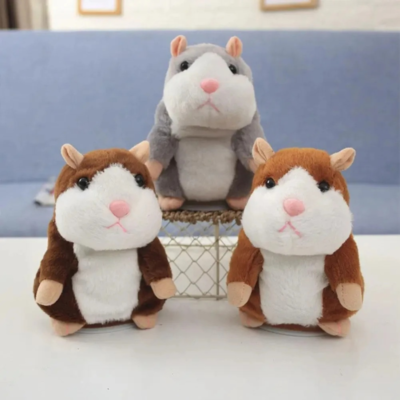 Cute brown talking plush hamster toy for kids, fun interactive developmental toy