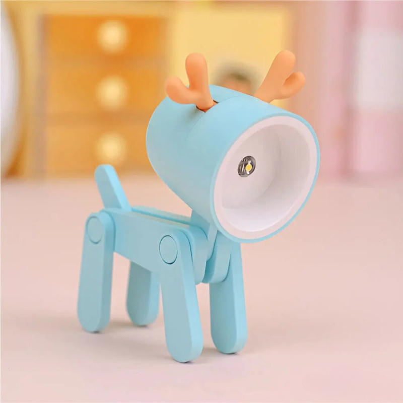 Cute dog LED night light, warm white and color modes, perfect for nursery or toddler room