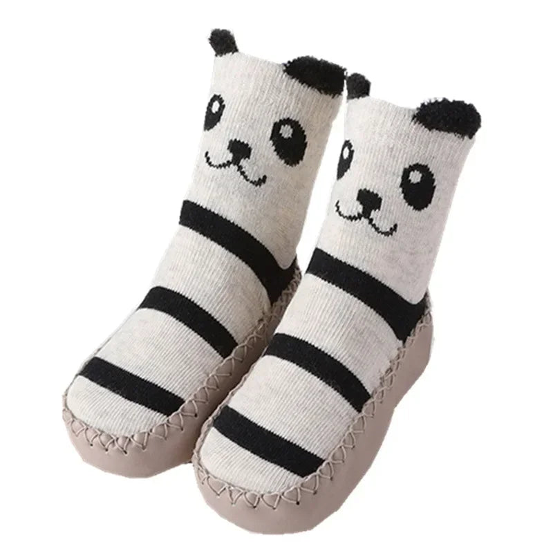 Toddler anti-slip floor socks in a fun cartoon puppy design, essential kid accessory.