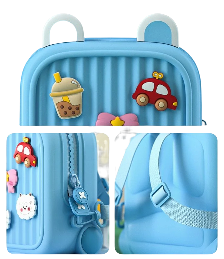 Eco-friendly EVA material kids backpack with vibrant cartoon animal print
