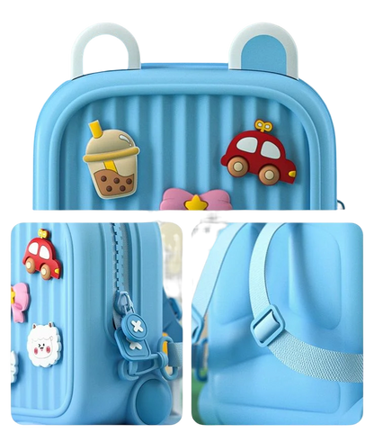 Eco-friendly EVA material kids backpack with vibrant cartoon animal print