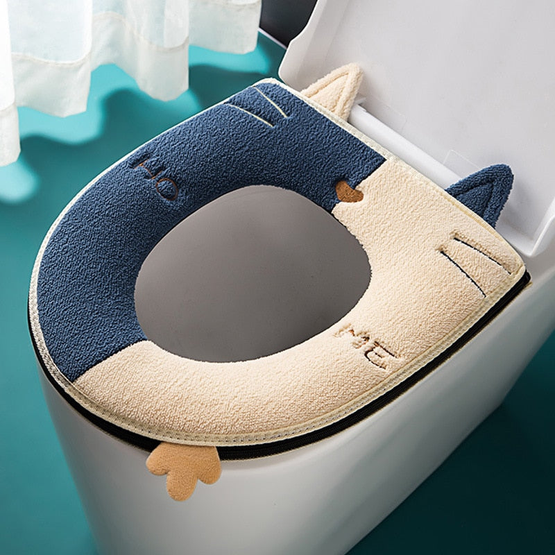 Cute cartoon cat toilet seat cushion for kids, junior potty training with handle, comfort design