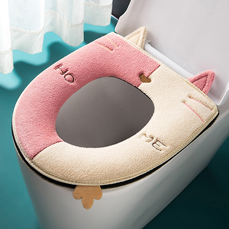 Potty training cat cushion with handle, soft and comfortable for kids' bathroom, child safety