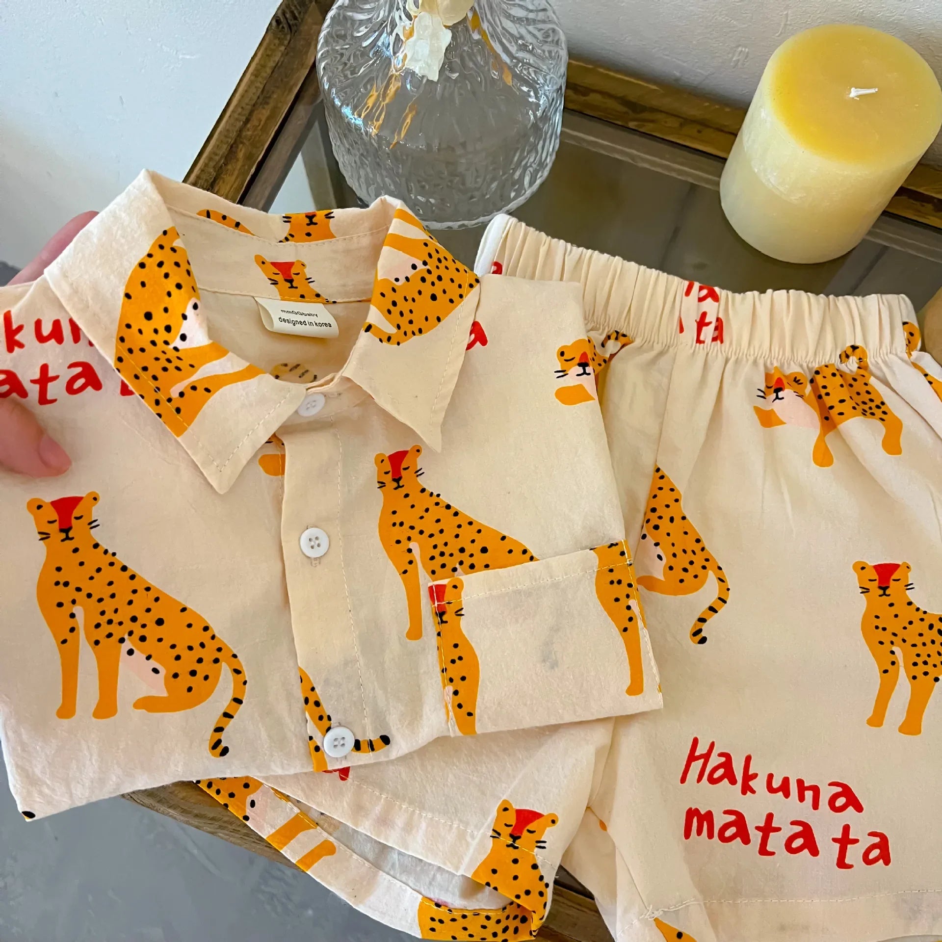 Unisex baby clothes: vibrant cartoon cotton short sleeve top and shorts set for kids